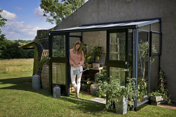 Gewächshaus Juliana Veranda 4,4 m² Anthrazit Schwarz 3mm Sicherheitsglas